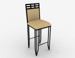 Brown wooden simple barstool 3d model